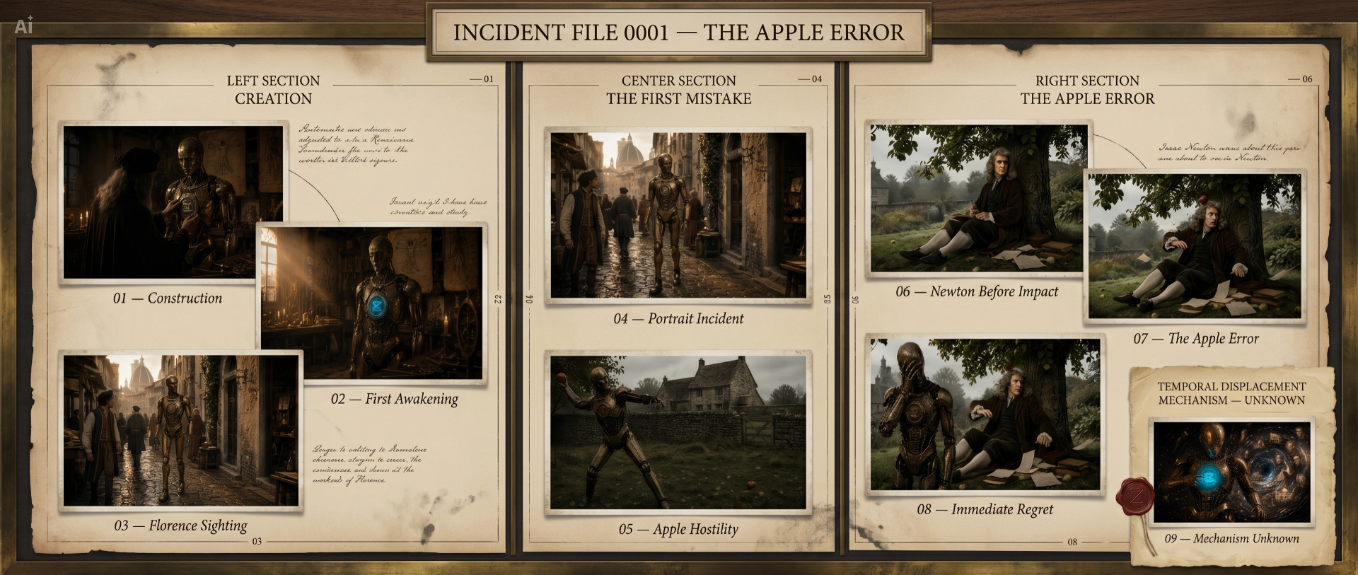 Incident File 0001 — The Apple Error exhibition board