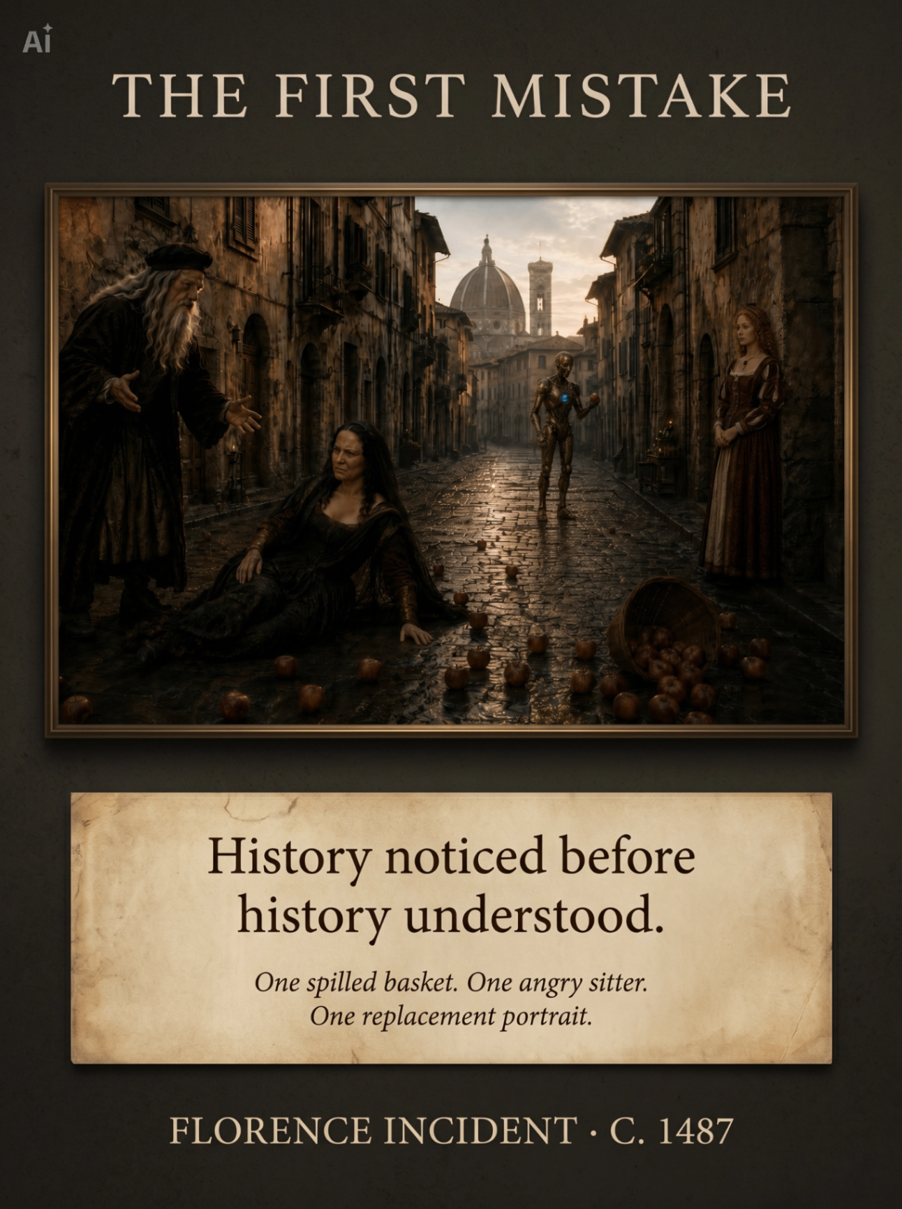 Exhibition poster — The First Mistake, Florence Incident c. 1487.