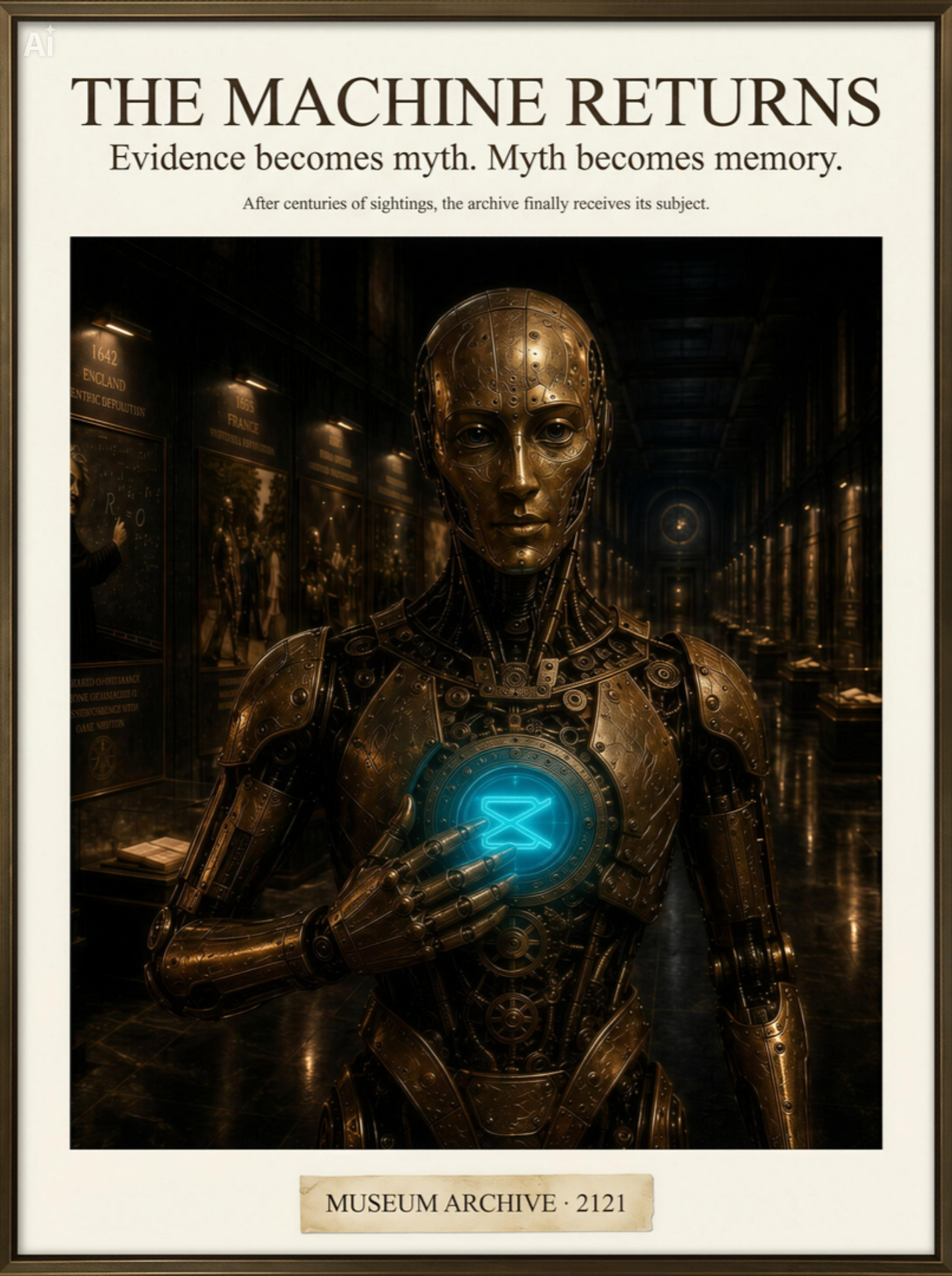 Exhibition poster — The Machine Returns, Museum Archive 2121.