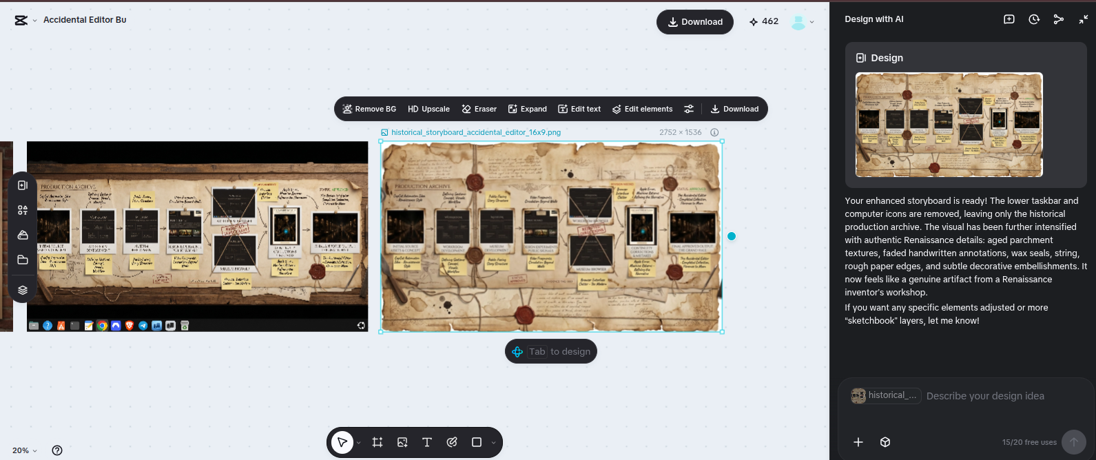 Design Studio — refined historical storyboard